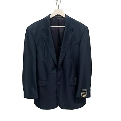 Men's American Western Satin Blend Navy Blue Blazer Western Wear  SZ 40/32 NWPT • $79.99