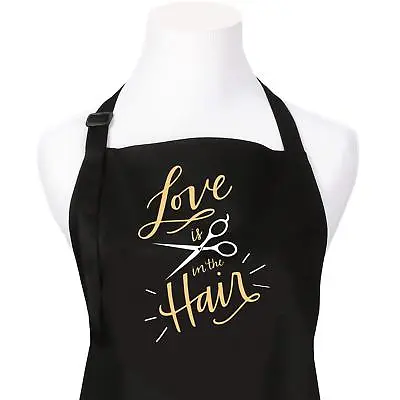 $24.99 • Buy Love Is In The Hair Stylist Apron, Black With 3 Pockets