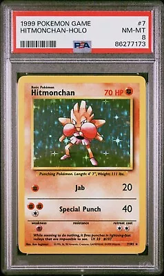 PSA 8 NM-MT Hitmonchan Holo #7/102 1999 Base Set Unlimited Pokémon TCG • $35