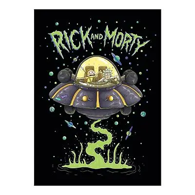 Rick And Morty Spaceship Blanket Soft Fleece Throw Soft Cozy 100cm X 150cm • £12.95
