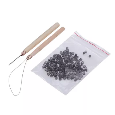  Silicone Lined Micro Rings Tool Kits For Hair Extension Needle Pulling Loop • £10.55