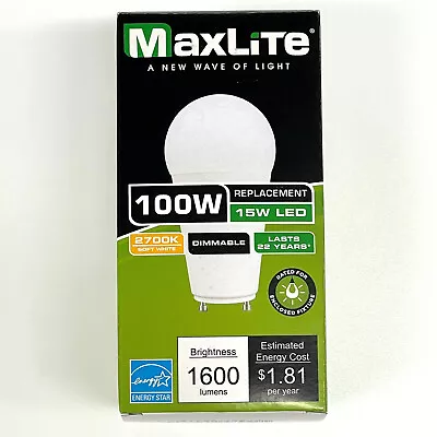 Maxlite 15W Dimmable GU24 2700K LED Light Bulb Replaces 100W CFL TCP 33127SP • $8.75