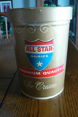 Vintage All Star Dairies Premium Quality Ice Cream Container Quart Round • $24.99