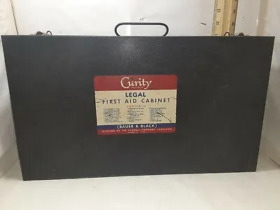 Vintage CURITY LEGAL First Aid Cabinet. MISCO Metal W. Supplies. BAUER & BLACK • $65