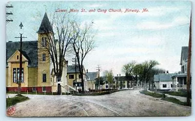 NORWAY Maine ME ~ Lower Main Street CONGREGATIONAL CHURCH C1907 Postcard • $7.98