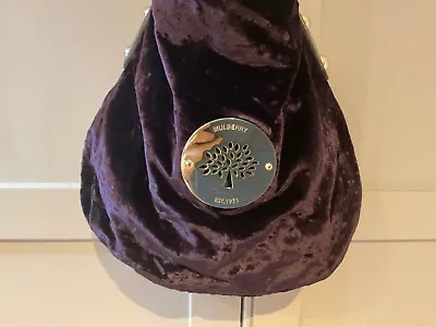 RARE Genuine Mulberry Daria DEEP PLUM VELVET Hobo Bag In Excellent Condition • £350