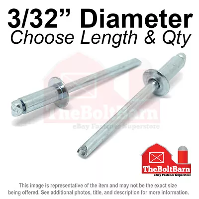 3/32  Dome Head Blind Pop Rivets Steel/Steel Mandrel Zinc (Pick Length &Qty) • $170.10