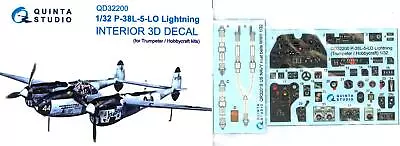 Quinta Studios 1/32 P-38L-5-LO LIGHTNING 3D DECAL COLORED INTERIOR SET Trumpeter • $22.99