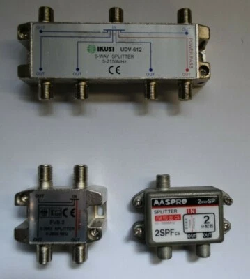 $21 • Buy 3 X Satellite & Cable TV 8Way F Type Splitter And Combiner 6 Way , 3 Way , 2 Way