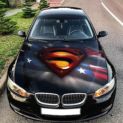 American Flag Hood Wrap Decal Vinyl Sticker Graphic Superman Fit Any Car Truck • $90
