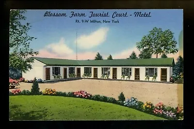 Motel Hotel Postcard New York NY Milton Blossom Farm Tourist Court Motel Stain • $3.99