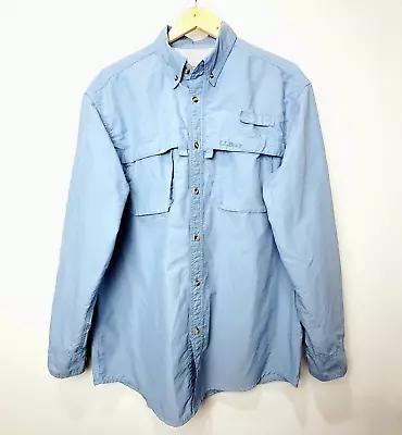 L. L. Bean Men's Long Sleeve Vented Button Down Shirt Fishing Blue Size Medium • $15