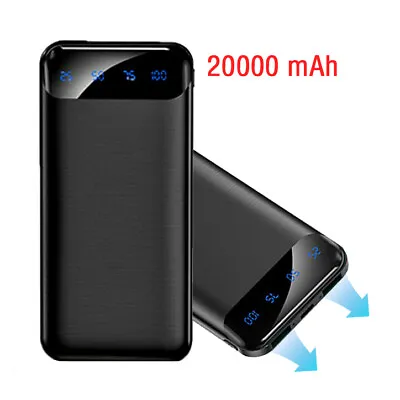 20000mAh External Charger Portable Power Bank LCD 2 USB Battery Backup For Phone • £11.99