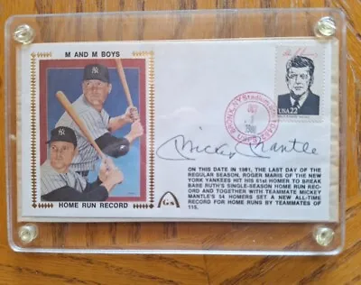 Mickey Mantle AUTO  Maris JFK Stamp 1986 1st DAY COVER Bronx NY 10452 Stadium PO • $199