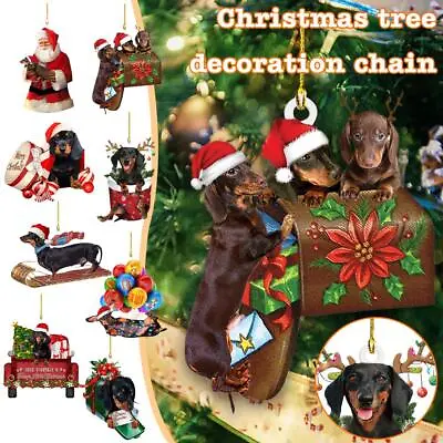 Felt Fabric Sausage Dog Dachshund Christmas Tree Hanging Gift2#7 T3H1 Prof • $12.89