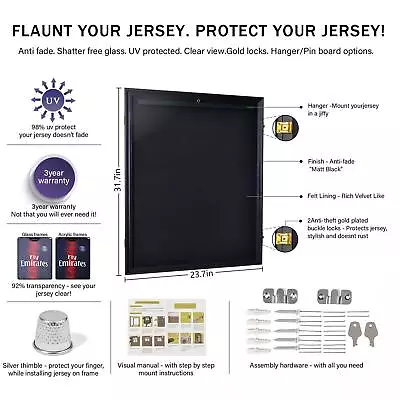 Jersey Display Frame Case Football Box Lockable Pro UV  Wall Mount Sport Shirt • $49.99
