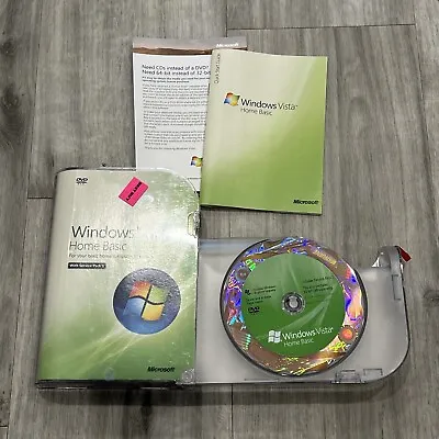 Microsoft Windows Vista Home Basic DVD 32-Bit Software Service Pack Product Key • $24.95