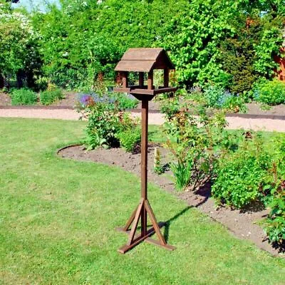 £35.99 • Buy Premium Dark Wood Bird Table Portable Feeding Station Delux Feeder Free Standing