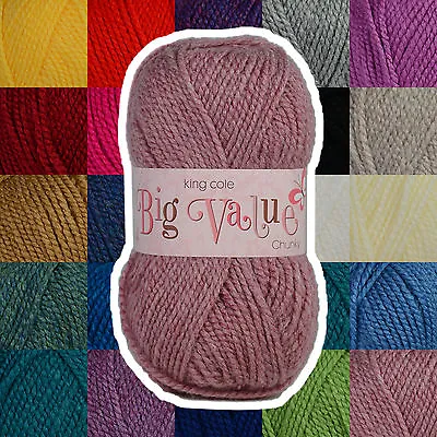 King Cole Big Value Chunky 100% Acrylic Knitting Wool Yarn • £2.39