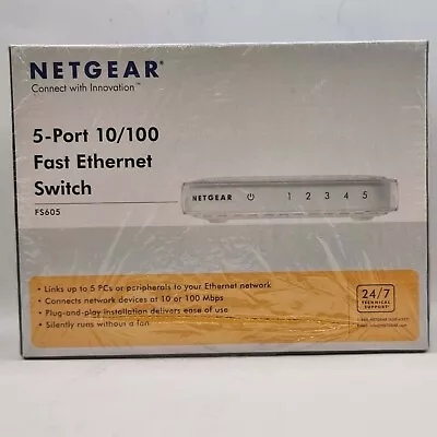 NETGEAR - 5 Port 10/100 Fast Ethernet Switch - FS605 - White - Brand New • £12.50