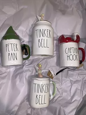 Rae Dunn 3 Mug & 1 Canister/Cookie Jar Set Peter Pan Tinker Bell Captain Hook • $126