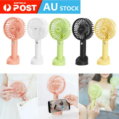 $11.59 • Buy Mini Portable Hand-held Desk Fan Cooling Cooler USB Air Rechargeable 3 Speed AU