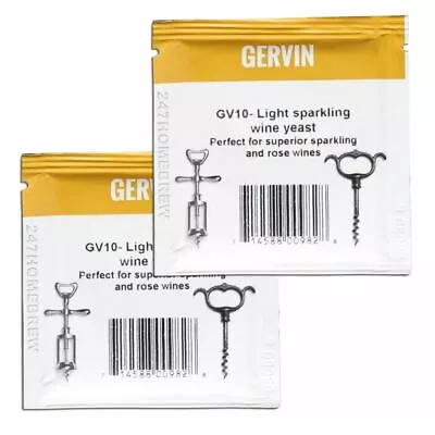 £7.05 • Buy 2x Gervin GV10 Wine Yeast 5g Champagne & Dessert Wines 18.5% 5-23L