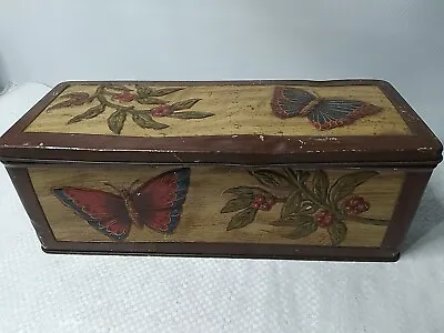 W. & R. Jacob & Co (L'pool) Ltd: Vintage Biscuit Tin Butterfly Embossed VGC • £2.99