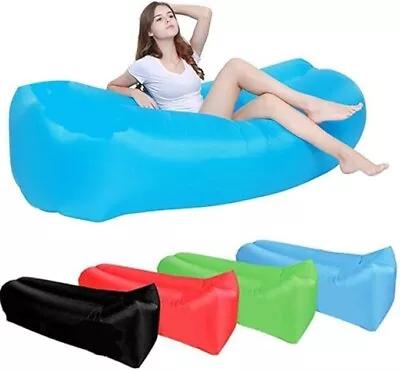 Outdoor Inflatable Sofa Air Bed Air Lounger Sofa Sack Park Camping Beach Bag • £7.65