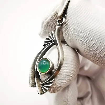 Vintage Jewelry Stylish Women Pendant 875 Sterling Silver Star Chrysoprase • $44