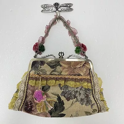 Handbag Purse Lace Tapestry Ribbon Boho Cottage Core Steampunk Victorian Roses • $23.99