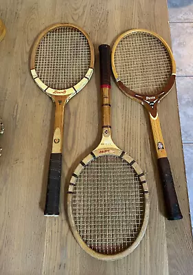 3 Vtg Wooden Tennis Rackets Bancroft (75th) Davis Bancroft (President's Cup) • $25