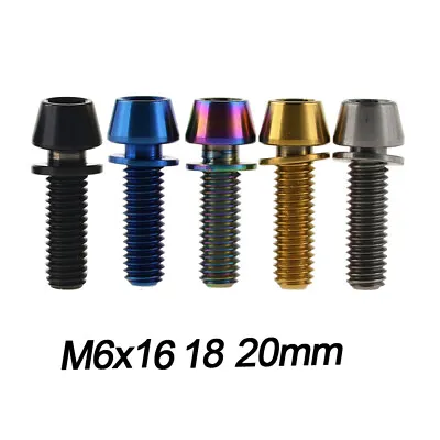 Titanium Ti M6x16 18 20mm Bolts MTB Stem Taper Cone Hex Head With Washer Grade 5 • £8.75