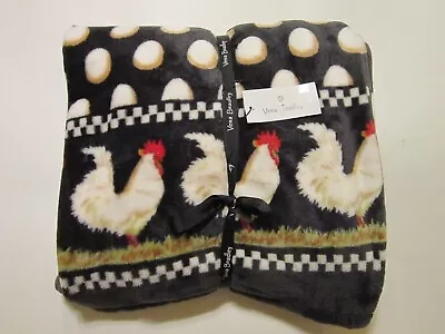 Vera Bradley Chanticleer 80  X 50  Chickens & Eggs Plush Throw Blanket • $109.99