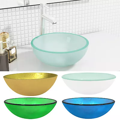 Glass Counter Top Basin Round Coloured Bathroom Sink Wash Bowl • £61.95