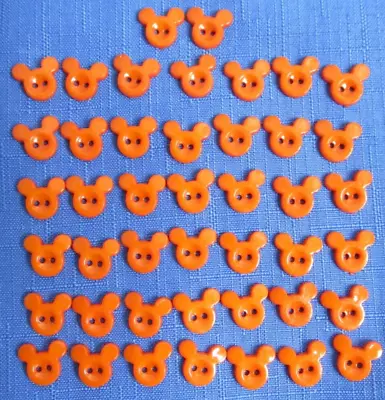 #15-Lot-44 Small .5  Mickey Mouse Plastic Buttons 2 Hole Orange Sewing Craft DIY • $11.99