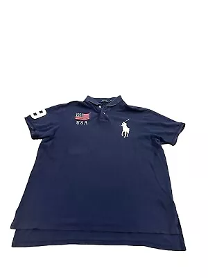 Polo Ralph Lauren Men’s Polo Shirt Size 2XL Navy Blue Short Sleeve Big Pony USA • $28.01