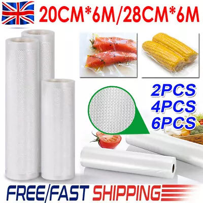 £8.99 • Buy 20cm & 28cm Textured Vacuum Vac Sealer Sous Vide Food Saver Storage Bag Rolls