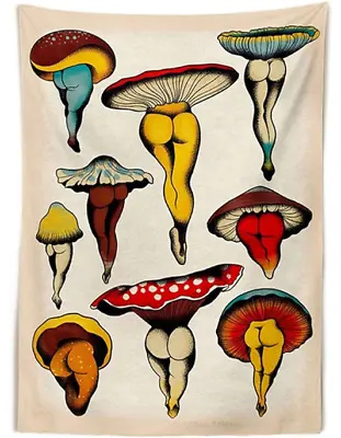2x Onivein Funny Mushroom Legs Tapestry Wall Hanging 39.4” X 59.1” • $29.99
