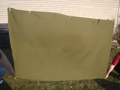 Vintage 1957 U.S MILITARY ARMY Green WOOL BLANKET  66x84 • $34