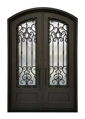 Addison Double Front Entry Wrought Iron Door Rain Glass 62  X 96  Right Active • $3995