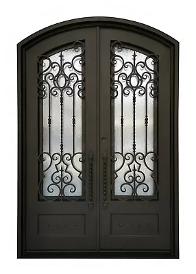 Addison Double Front Entry Wrought Iron Door Rain Glass 72  X 82  Right Active • $3995