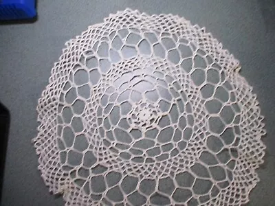 Vintage Crocheted Doily--Large--White--ROUND--16  Across • $2.99