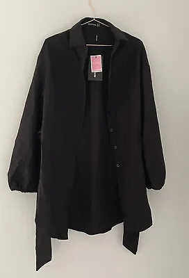 £12.99 • Buy PLT Ladies Black Tie Waist Elasticated Puff Cuff Shirt Dress-Size:8 - BNWT