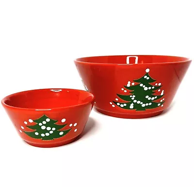 Vintage Waechtersbach Christmas Tree Round Bowls 9  And 5  Listing /  2 Bowls • $59