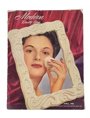 Vintage April 1945 Modern Beauty Shop Magazine Lady Hairstyles Beauty Trends Ads • $54.99