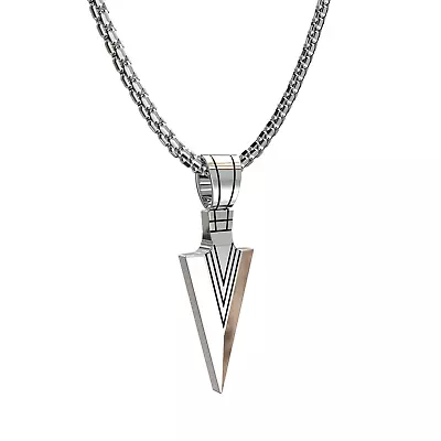 Triangle Arrow Necklace Titanium Steel Men's Punk Hip Hop Vintage Pendant Gift • $7.26