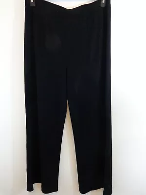 Misook Pants Women's Large Black Straight Leg Elastic Waist Pull-on Cropped • $33.13