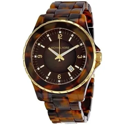 NEW! NIB! MICHAEL KORS Womens Brown Tortoise Acrylic Bracelet Watch MK5298 • $159.96