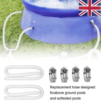 2pcs Swimming Pool Filter Pump 1.5m Hose Metal Clamp Replacement Accessory UK • £11.63